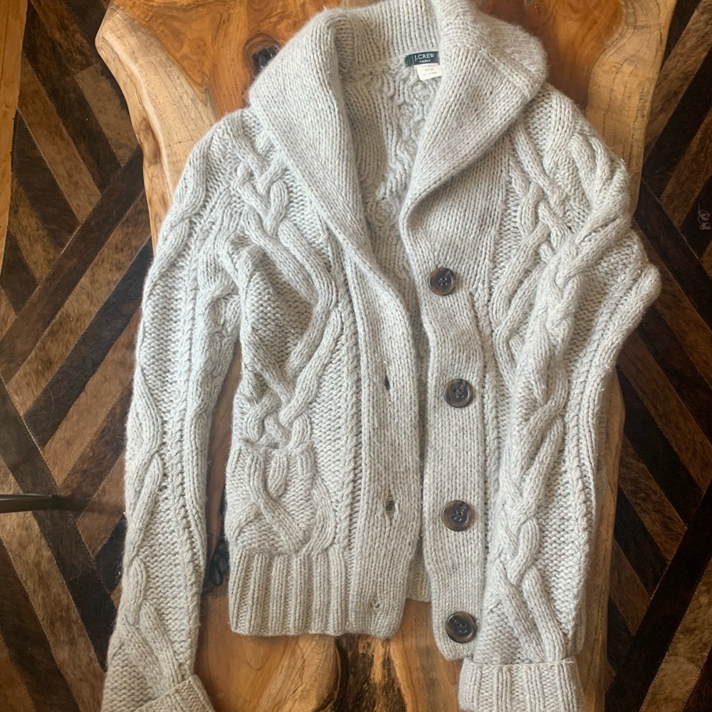 J. Crew Cashmere and Angora Button Up Sweater